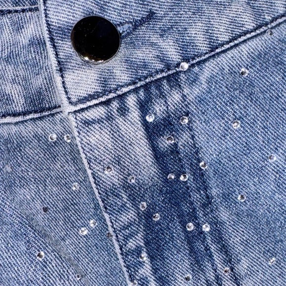 Women's Wide Leg Blue Denim Jeans - Picture 3 of 7